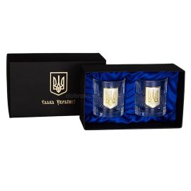 Набір 2-х склянок для віскі Boss Crystal «Тризуб» (золото, срібло) 