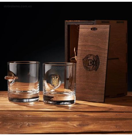 Набор 2-х стаканов для виски «Трезубец и пуля»