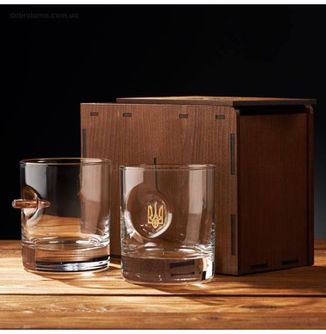 Набор 2-х стаканов для виски «Трезубец и пуля»