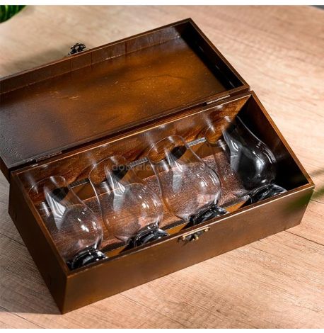 Набір 4-х келихів для віскі Glencairn в дерев'яній коробці