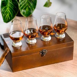 Набор 4-х бокалов для виски Glencairn в деревянной коробке