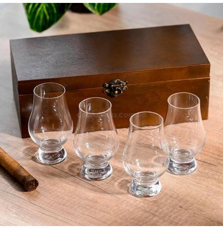 Набір 4-х келихів для віскі Glencairn в дерев'яній коробці