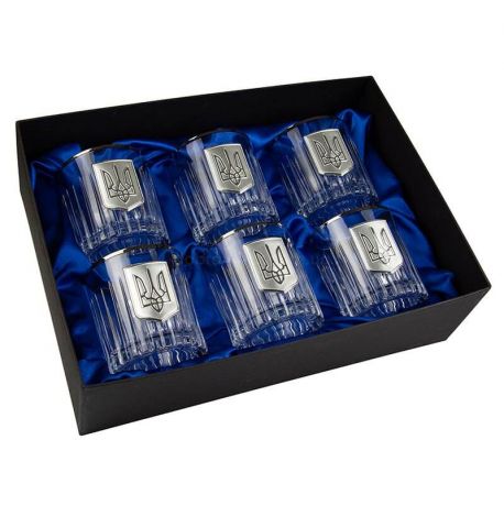 Набор 6-ти стаканов Boss Crystal «Трезубец» (платина, серебро) 