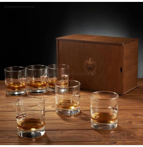 Набор 6-ти стаканов для виски с пулей 7.62 мм