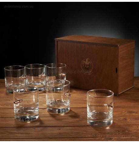 Набор 6-ти стаканов для виски с пулей 7.62 мм