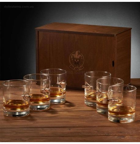 Набор 6-ти стаканов для виски с пулей 7.62 мм