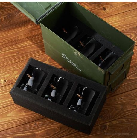 Набор 6-ти стаканов для виски с пулей 7.62 мм в коробе с БК