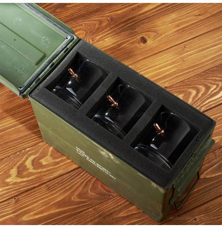 Набор 6-ти стаканов для виски с пулей 7.62 мм в коробе с БК