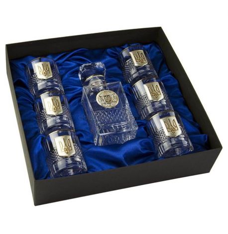 Набор для виски «Гербовый с трезубцем» Boss Crystal (графин + 6 стаканов)