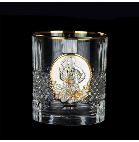 Набор 6-ти стаканов для виски «Казаки» Boss Crystal (серебро, золото) 