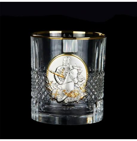 Набор 6-ти стаканов для виски «Казаки» Boss Crystal (серебро, золото) 