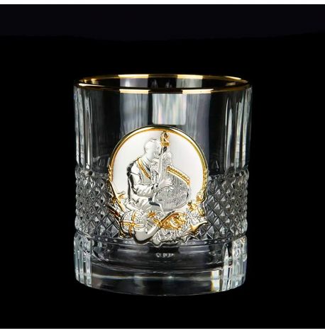 Набор 6-ти стаканов для виски «Казаки» Boss Crystal (серебро, золото) 
