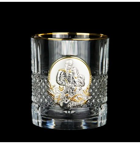 Набор 6-ти стаканов для виски «Казаки» Boss Crystal (серебро, золото) 