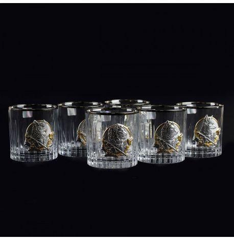 Набір 6-ти склянок для віскі «Лідер» Boss Crystal (срібло, золото, платина)