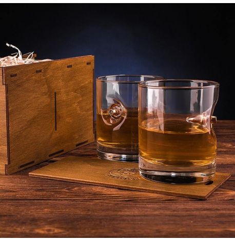 Набор 2-х стаканов для виски с пулей 7.62 мм