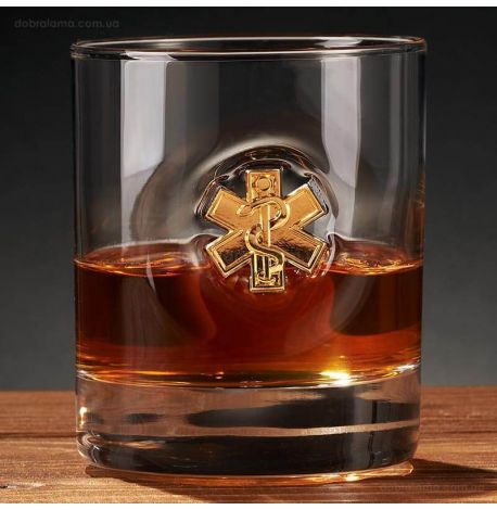 Стакан для виски с эмблемой военного медика