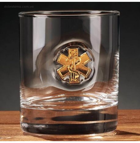 Стакан для виски с эмблемой военного медика