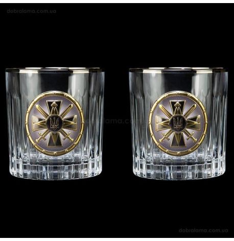 Набор 2-х стаканов для виски Boss Crystal «Нацполиция Украины» (золото, серебро) 