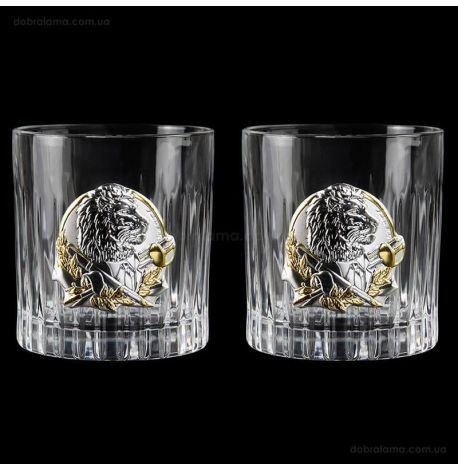 Набір 2-х склянок для віскі Boss Crystal «Лідер» (золото, срібло) 