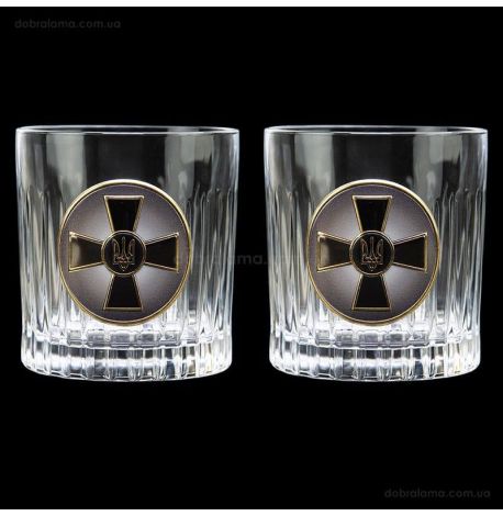 Набір 2-х склянок для віскі Boss Crystal «ЗСУ» (срібло, золото) 