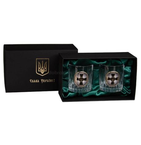 Набір 2-х склянок для віскі Boss Crystal «ЗСУ» (срібло, золото) 