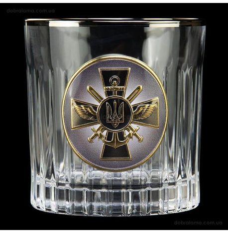 Набор 6-ти стаканов для виски Boss Crystal «Генштаб ВСУ» (золото, серебро, платина) 