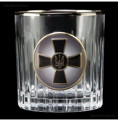 Набор 6-ти стаканов для виски Boss Crystal «Генштаб ВСУ» (золото, серебро, платина) 