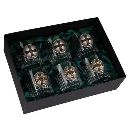 Набор 6-ти стаканов для виски Boss Crystal «Генштаб ВСУ» (золото, серебро, платина) 