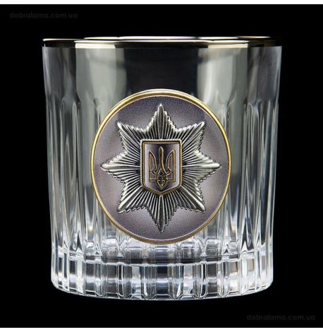 Набор 6-ти стаканов для виски Boss Crystal «Нацполиция Украины» (золото, серебро, платина) 