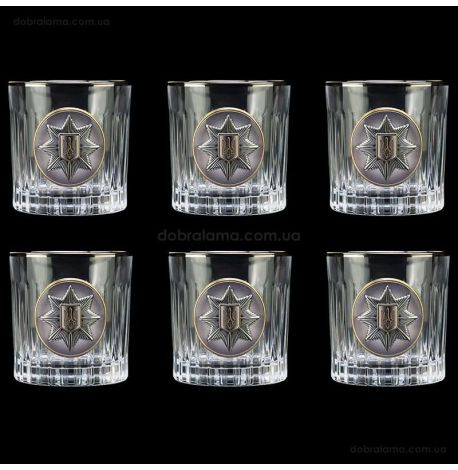 Набор 6-ти стаканов для виски Boss Crystal «Нацполиция Украины» (золото, серебро, платина) 