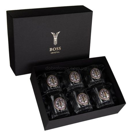 Набор 6-ти стаканов для виски Boss Crystal «Нацполиция Украины» (золото, серебро, платина) 