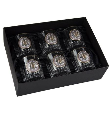 Набор 6-ти стаканов для виски Boss Crystal «Нацполиция Украины» (золото, серебро, платина) 
