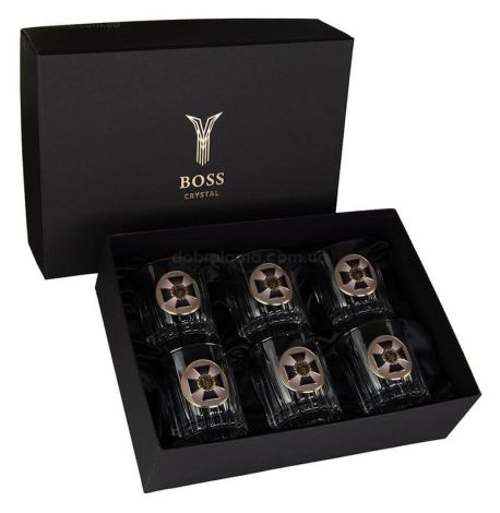 Набір 6-ти склянок для віскі Boss Crystal «СБУ» (золото, срібло, платина) 