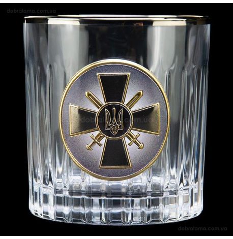 Набор 6-ти стаканов для виски Boss Crystal «Сухопутные войска ВСУ» (золото, серебро, платина) 