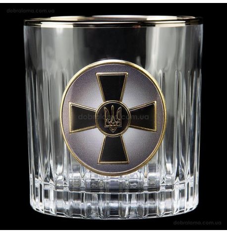 Набор 6-ти стаканов для виски Boss Crystal «Сухопутные войска ВСУ» (золото, серебро, платина) 