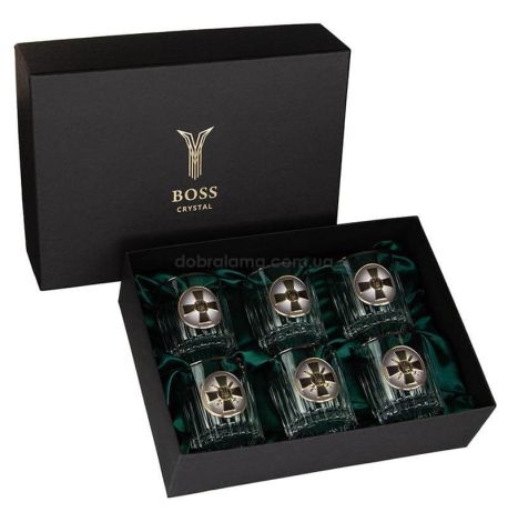 Набор 6-ти стаканов для виски Boss Crystal «Сухопутные войска ВСУ» (золото, серебро, платина) 
