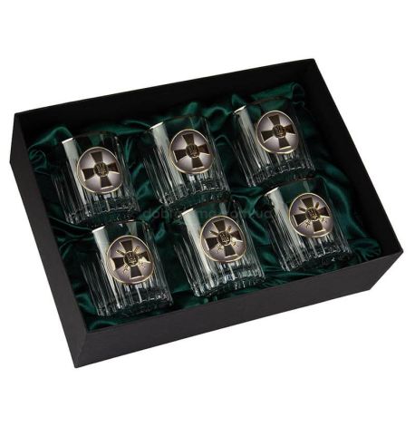 Набор 6-ти стаканов для виски Boss Crystal «Сухопутные войска ВСУ» (золото, серебро, платина) 
