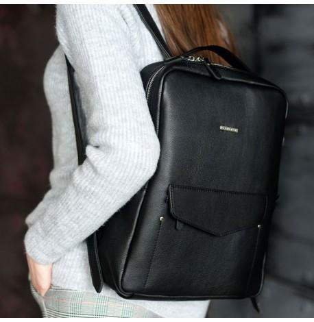 Міський шкіряний рюкзак на блискавці Cooper (чорний)