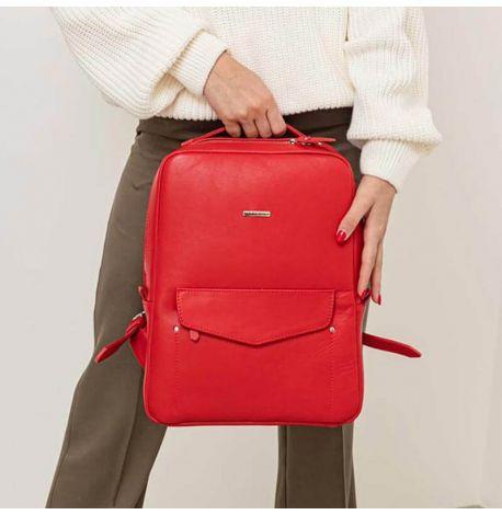 Жіночий шкіряний рюкзак на блискавці Cooper (червоний)