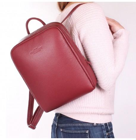 Женский кожаный рюкзак Poolparty Cult (бордовый)