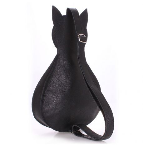 Жіночий шкіряний рюкзак на одне плече Poolparty Cat (чорний)