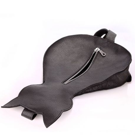 Жіночий шкіряний рюкзак на одне плече Poolparty Cat (чорний)