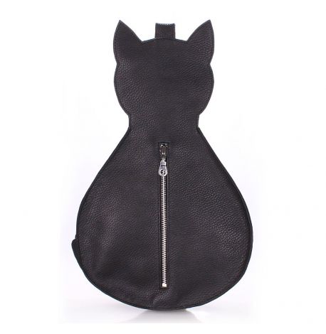 Жіночий шкіряний рюкзак на одне плече Poolparty Cat (чорний)