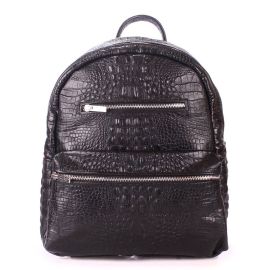 Жіночий шкіряний рюкзак Poolparty Mini Croco Black (чорний)