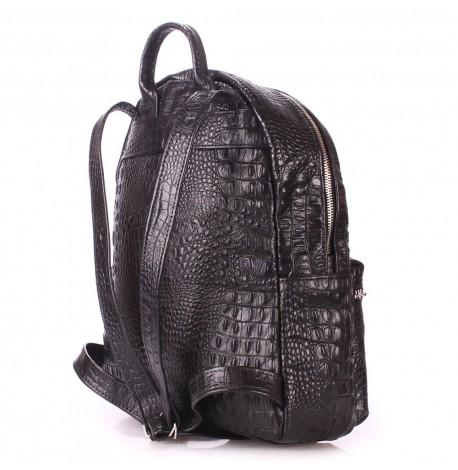 Жіночий шкіряний рюкзак Poolparty Mini Croco Black (чорний)