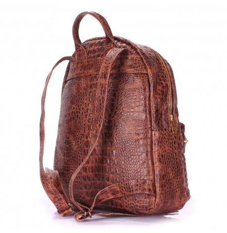 Жіночий шкіряний рюкзак Poolparty Mini Croco Brown (коричневий)