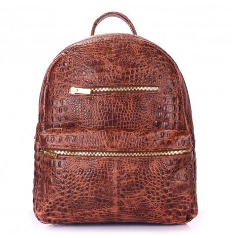 Жіночий шкіряний рюкзак Poolparty Mini Croco Brown (коричневий)