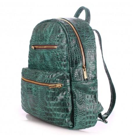 Жіночий шкіряний рюкзак Poolparty Mini Croco Green (зелений)