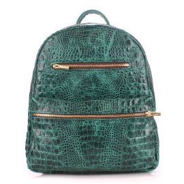 Жіночий шкіряний рюкзак Poolparty Mini Croco Green (зелений)
