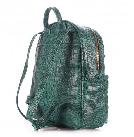 Жіночий шкіряний рюкзак Poolparty Mini Croco Green (зелений)